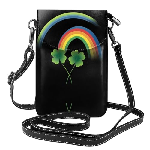 JKDGOJ Double Rainbow Clover Prints Crossbody Tasche, Handytasche, Damen kleine Geldbörse, ein praktisches Geschenk geeignet zum Ausgehen, Trainieren und Einkaufen von JKDGOJ