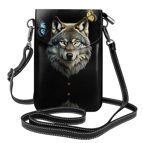 JKDGOJ Eine brutale Wolfs-Print-Crossbody-Tasche, Handytasche, kleine Damengeldbörse, ein praktisches Geschenk zum Ausgehen, Trainieren und Einkaufen von JKDGOJ