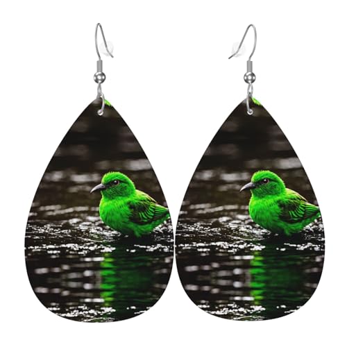 JKDGOJ Eisvogel Spielmuster Wassertropfen-Anhänger Ohrringe und Leder-Ohrringe, geeignet als Feiertagsgeschenk für Frauen von JKDGOJ
