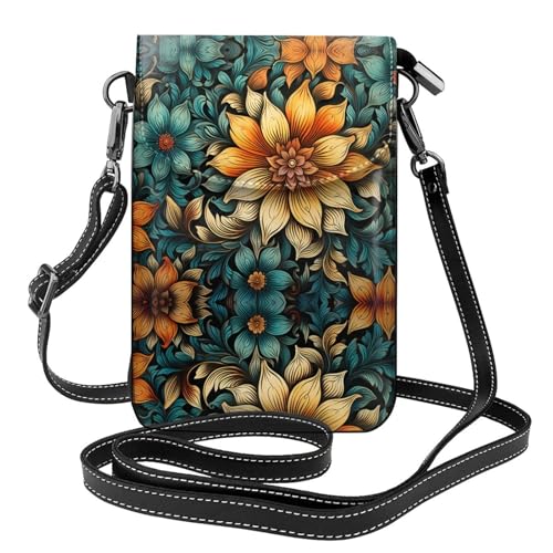JKDGOJ Feine strukturierte Blütenblätter Prints Crossbody Tasche, Handytasche, kleine Damengeldbörse, ein praktisches Geschenk geeignet zum Ausgehen, Trainieren und Einkaufen von JKDGOJ