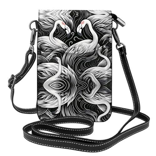 JKDGOJ Flamingo-Hintergrundbild-Drucke, Umhängetasche, Handytasche, kleine Damengeldbörse, ein praktisches Geschenk zum Ausgehen, Trainieren und Einkaufen von JKDGOJ