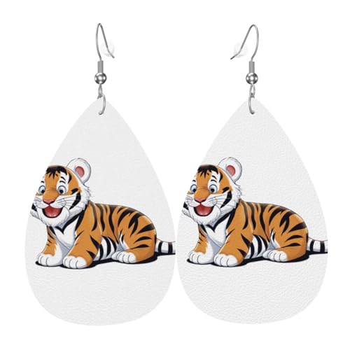 JKDGOJ Freche Tigermuster Wassertropfen-Anhänger Ohrringe und Leder-Ohrringe, geeignet als Feiertagsgeschenk für Frauen von JKDGOJ