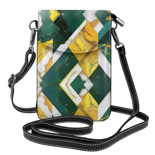 JKDGOJ Gelb-Grüne Marmor-Druck-Crossbody-Tasche, Handytasche, kleine Damengeldbörse, ein praktisches Geschenk zum Ausgehen, Trainieren und Einkaufen von JKDGOJ