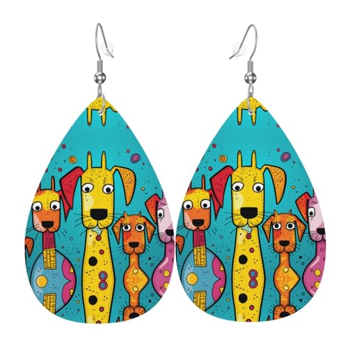 JKDGOJ Gepunktete Hundemuster Wassertropfen-Anhänger Ohrringe und Leder-Ohrringe, geeignet als Feiertagsgeschenk für Frauen von JKDGOJ