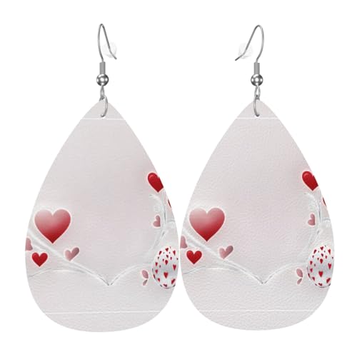 JKDGOJ Geweih und Liebeseier Muster Wassertropfen-Anhänger Ohrringe und Leder-Ohrringe, geeignet als Feiertagsgeschenk für Frauen von JKDGOJ