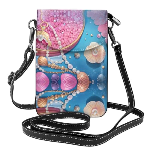 JKDGOJ Glowing Shells Prints Crossbody-Tasche, Handytasche, kleine Damengeldbörse, ein praktisches Geschenk zum Ausgehen, Trainieren und Einkaufen von JKDGOJ