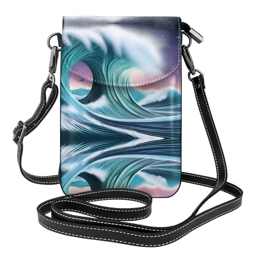 JKDGOJ Große Tsunami Prints Crossbody-Tasche, Handytasche, kleine Damengeldbörse, ein praktisches Geschenk zum Ausgehen, Trainieren und Einkaufen von JKDGOJ