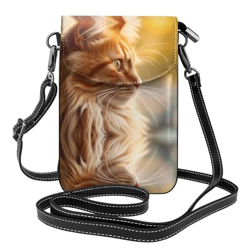 JKDGOJ Katze mit Kopf nach unten Prints Crossbody Tasche, Handytasche, kleine Geldbörse für Damen, ein praktisches Geschenk zum Ausgehen, Trainieren und Einkaufen von JKDGOJ