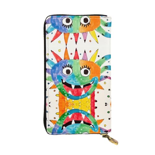 JKDGOJ Kleine Dinosaurier-Drucke, lange Damen-Geldbörse, Leder, große Kapazität, Kreditkarten-Reißverschlusstasche von JKDGOJ
