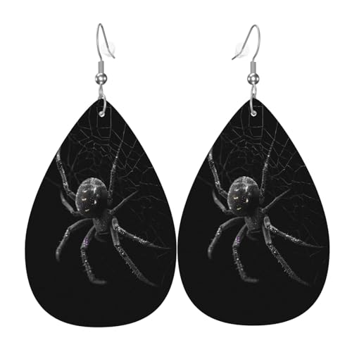JKDGOJ Kletterspinnen-Muster, Wassertropfen-Anhänger und Leder-Ohrringe, geeignet als Feiertags-Geburtstagsgeschenk für Frauen von JKDGOJ