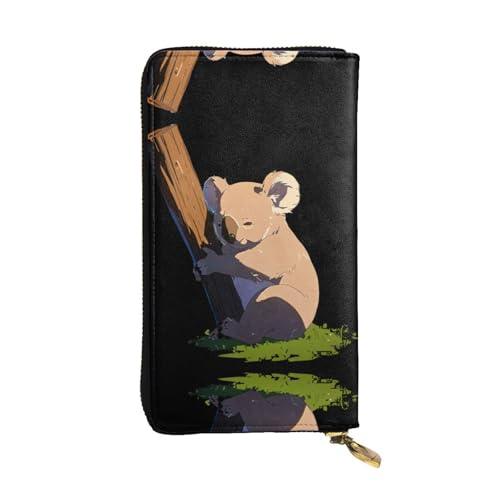 JKDGOJ Koala in the Sun Prints Damen-Geldbörse aus Leder, lange Handtasche, großes Fassungsvermögen, Kreditkartenfach mit Reißverschluss von JKDGOJ