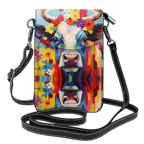 JKDGOJ Kuh mit Girlanden Prints Crossbody Tasche, Handytasche, kleine Damengeldbörse, ein praktisches Geschenk geeignet zum Ausgehen, Trainieren und Einkaufen von JKDGOJ