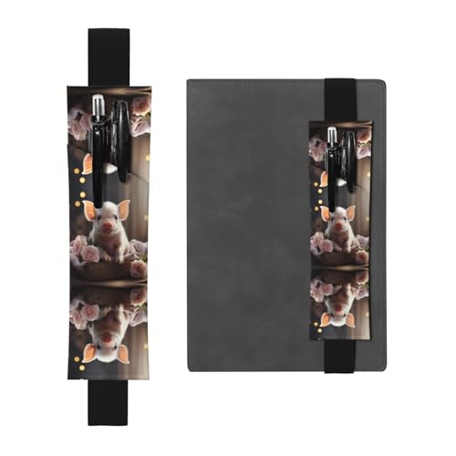 JKDGOJ Leder-Stifthalter, Lesezeichen, niedliches junges Schwein, Bild für Hardcover-Tagebücher, Tagebücher, Planer, verstellbarer Riemen von JKDGOJ