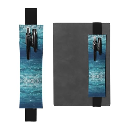 JKDGOJ Leder-Stifthalter, Lesezeichen, tiefblaues Meer, Bild für Hardcover-Tagebücher, Tagebücher, Planer, verstellbarer Riemen von JKDGOJ