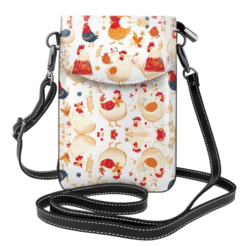 JKDGOJ Mutter-Huhn und Küken-Drucke, Umhängetasche, Handytasche, kleine Damenbrieftasche, ein praktisches Geschenk zum Ausgehen, Trainieren und Einkaufen von JKDGOJ