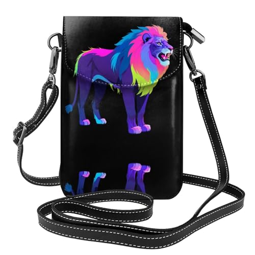 JKDGOJ Neon Lion Prints Crossbody Bag Handytasche Damen Kleine Geldbörse Ein praktisches Geschenk geeignet zum Ausgehen, Trainieren und Einkaufen von JKDGOJ