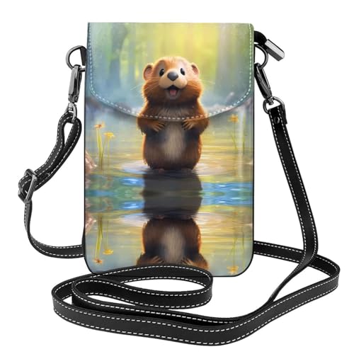 JKDGOJ Niedliche Biber-Print-Crossbody-Tasche, Handytasche, kleine Damengeldbörse, ein praktisches Geschenk zum Ausgehen, Trainieren und Einkaufen von JKDGOJ