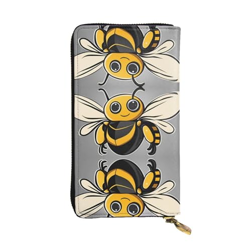JKDGOJ Niedliche gelbe Bienen-Drucke, lange Damen-Geldbörse, Leder, große Kapazität, Kreditkarten-Reißverschlusstasche von JKDGOJ