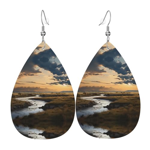 JKDGOJ Ohrringe mit Wassertropfen-Anhänger und Leder-Ohrringe, geeignet als Feiertags- und Geburtstagsgeschenk für Frauen von JKDGOJ