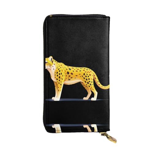 JKDGOJ Original Cheetah Prints Damen-Geldbörse aus Leder mit großem Fassungsvermögen, Kreditkartenfach mit Reißverschluss von JKDGOJ