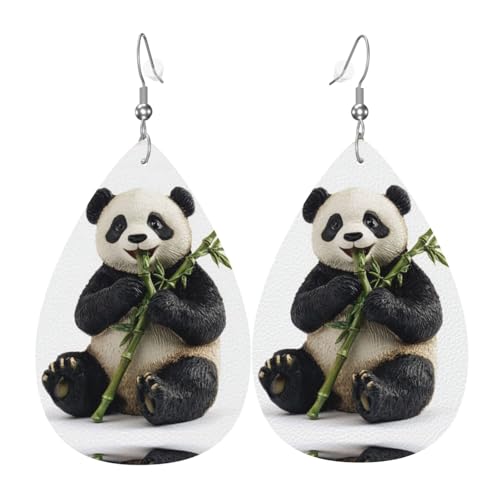 JKDGOJ Panda-Anhänger Muster Wassertropfen-Anhänger Ohrringe und Leder-Ohrringe, geeignet als Feiertagsgeschenk für Frauen von JKDGOJ