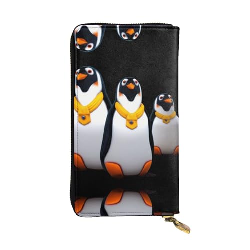 JKDGOJ Pinguin-Prints, lange Damen-Geldbörse, Leder, großes Fassungsvermögen, Kreditkarten-Reißverschlusstasche von JKDGOJ