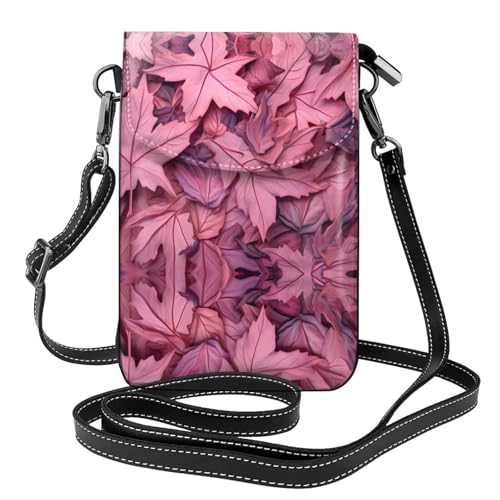 JKDGOJ Pink Leaves Camo Prints Crossbody Bag Handytasche Damen Kleine Geldbörse Ein praktisches Geschenk geeignet zum Ausgehen, Trainieren und Einkaufen von JKDGOJ