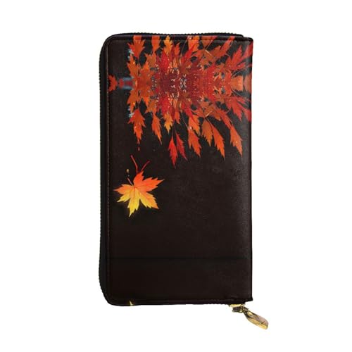 JKDGOJ Pixelated Maple Prints Damen-Geldbörse aus Leder, lange Handtasche, großes Fassungsvermögen, Kreditkarten-Reißverschlusstasche von JKDGOJ