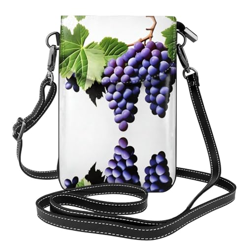 JKDGOJ Purple Grapes Prints Crossbody-Tasche, Handytasche, kleine Damengeldbörse, ein praktisches Geschenk zum Ausgehen, Trainieren und Einkaufen von JKDGOJ