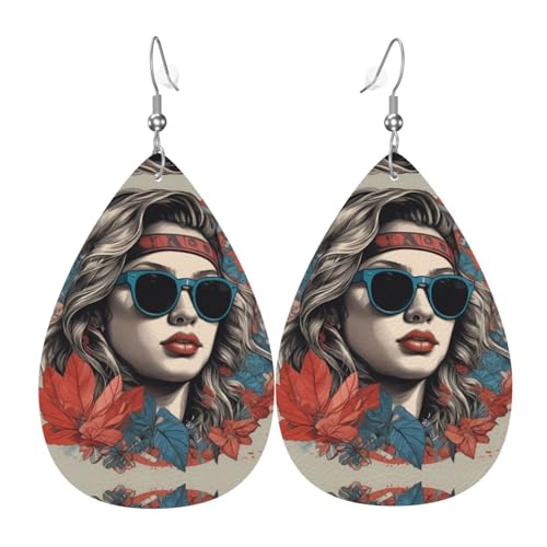 JKDGOJ Rock Lady Muster Wassertropfen Anhänger Ohrringe und Leder Ohrringe, geeignet als Feiertagsgeschenk für Frauen von JKDGOJ