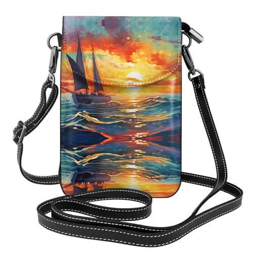 JKDGOJ Sailing and Sunset Prints Crossbody Bag Handytasche Damen Kleine Geldbörse Ein praktisches Geschenk geeignet zum Ausgehen, Trainieren und Einkaufen von JKDGOJ