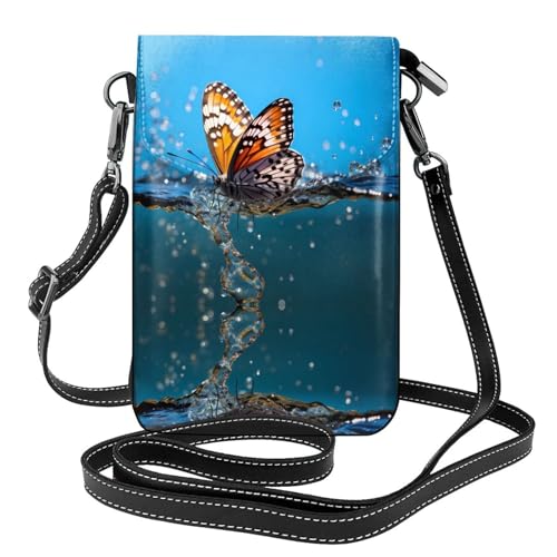 JKDGOJ Schmetterling auf Wasser Prints Crossbody Tasche, Handytasche, kleine Damengeldbörse, ein praktisches Geschenk geeignet zum Ausgehen, Trainieren und Einkaufen von JKDGOJ