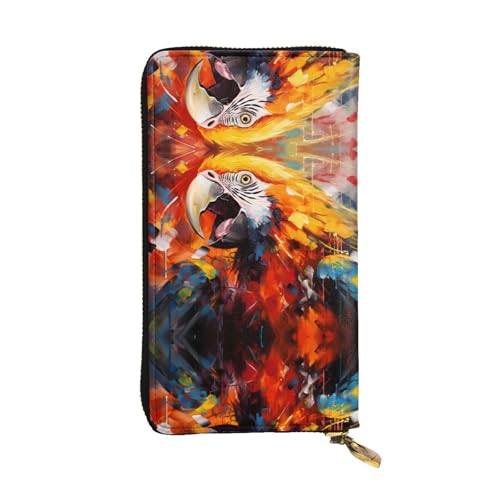 JKDGOJ Screaming Parrot Prints Damen-Geldbörse aus Leder, lange Handtasche, großes Fassungsvermögen, Kreditkarten-Reißverschlusstasche von JKDGOJ