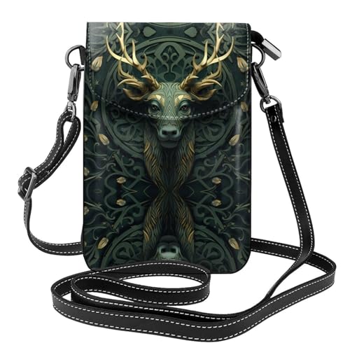 JKDGOJ Sculpture Hirschkopf Prints Crossbody Tasche, Handytasche, Damen kleine Geldbörse, ein praktisches Geschenk geeignet zum Ausgehen, Trainieren und Einkaufen von JKDGOJ