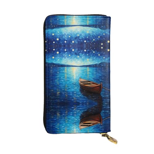 JKDGOJ Sea in Starlight Prints Damen-Geldbörse aus Leder, lange Handtasche, großes Fassungsvermögen, Kreditkartenfach mit Reißverschluss von JKDGOJ
