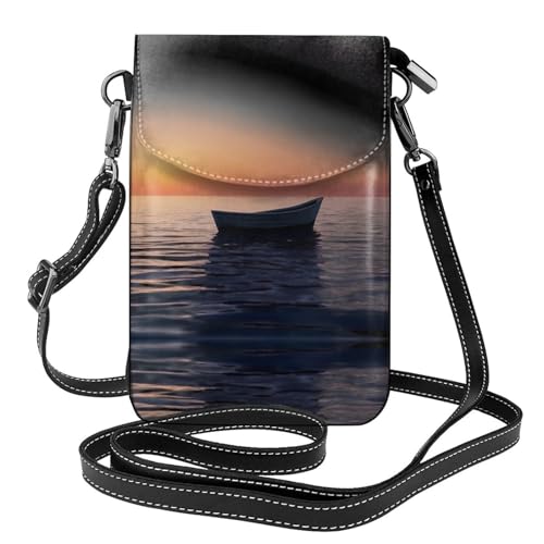 JKDGOJ Segelboot unter der untergehenden Sonne Prints Crossbody Tasche Handytasche Damen kleine Geldbörse ein praktisches Geschenk geeignet zum Ausgehen, Trainieren und Einkaufen von JKDGOJ