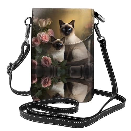 JKDGOJ Siamesische Katze sitzende Drucke Crossbody Tasche Handytasche Damen kleine Geldbörse ein praktisches Geschenk geeignet zum Ausgehen, Trainieren und Einkaufen von JKDGOJ