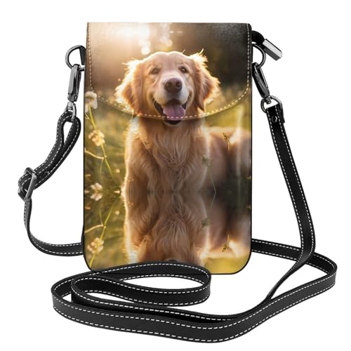 JKDGOJ Smiling Golden Retriever Prints Crossbody Bag Handytasche Damen Kleine Geldbörse Ein praktisches Geschenk geeignet zum Ausgehen, Trainieren und Einkaufen von JKDGOJ