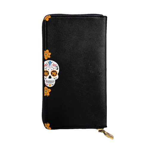 JKDGOJ Smiling Skeleton Prints Damen Leder Lange Handheld-Geldbörse Große Kapazität Kreditkarte Reißverschluss Tasche von JKDGOJ