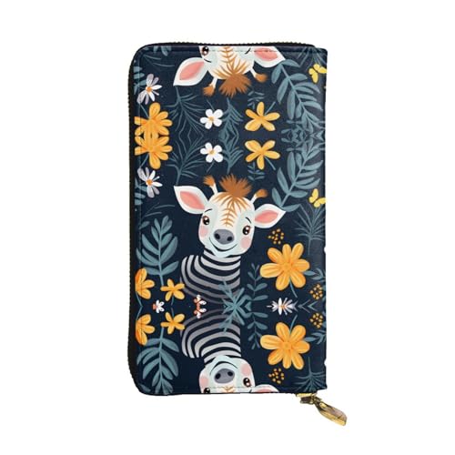 JKDGOJ Smiling Zebra Prints Damen Leder Lange Handheld-Geldbörse Große Kapazität Kreditkarte Reißverschluss Tasche von JKDGOJ
