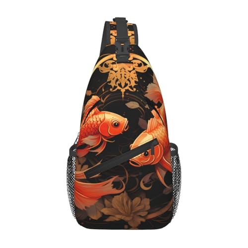 JKDGOJ Spinning Goldfish Pattern Cross Umhängetasche geeignet für Männer und Frauen, geeignet für Fitnesstaschen und Wanderausflüge von JKDGOJ