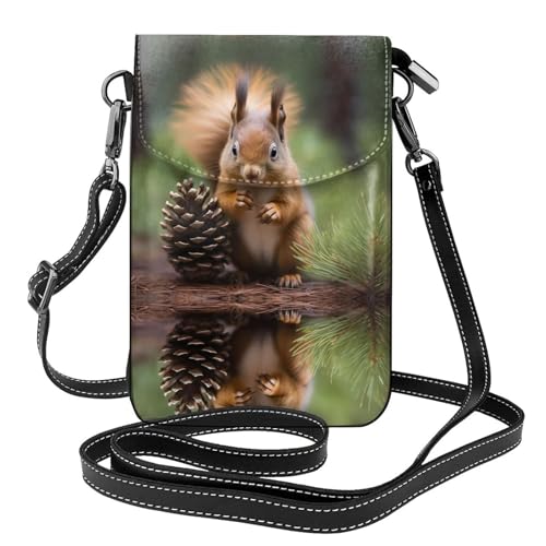 JKDGOJ Squirrel holding a pinecone Prints Crossbody Bag mobile phone bag women's small wallet a practical gift suitable for going out, exercising, and shopping von JKDGOJ