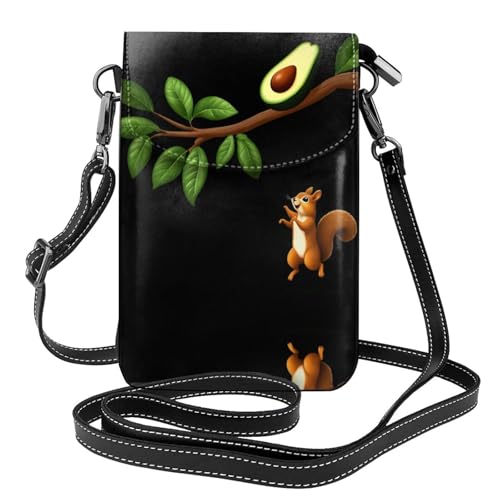 JKDGOJ Squirrel meets Avocado Prints Crossbody Bag Handytasche Damen Kleine Geldbörse Ein praktisches Geschenk geeignet zum Ausgehen, Trainieren und Einkaufen von JKDGOJ