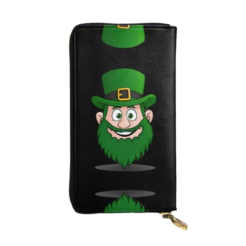 JKDGOJ St. Patrick's Old Man Prints Damen-Geldbörse aus Leder, lange Handtasche, großes Fassungsvermögen, Kreditkarten-Reißverschlusstasche von JKDGOJ