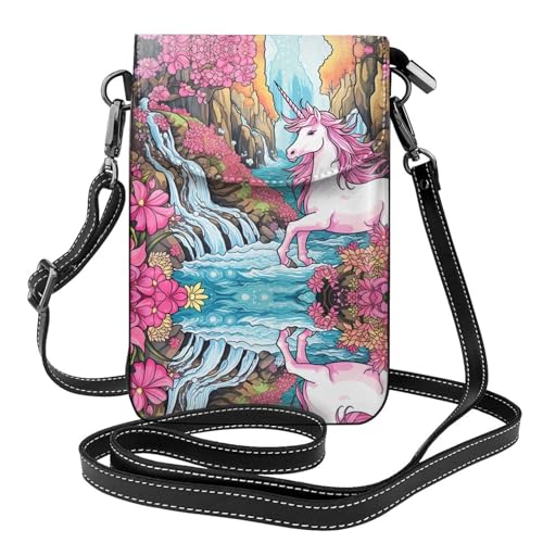 JKDGOJ Starke rosa Einhörner Drucken Crossbody Tasche Handytasche Damen Kleine Geldbörse Ein praktisches Geschenk geeignet zum Ausgehen, Trainieren und Einkaufen von JKDGOJ