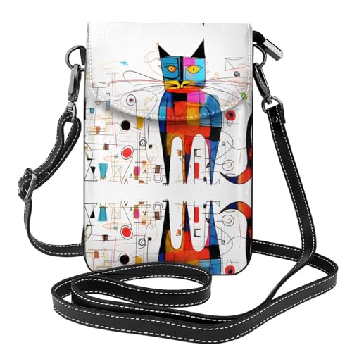 JKDGOJ Strange Cat Prints Crossbody Tasche, Handytasche, Damen kleine Geldbörse, ein praktisches Geschenk geeignet zum Ausgehen, Trainieren und Einkaufen von JKDGOJ