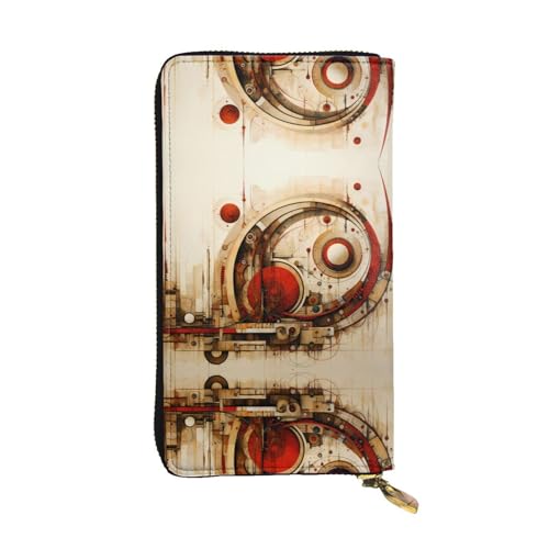 JKDGOJ Strange Patterns Prints Damen-Geldbörse aus Leder, lange Handtasche, großes Fassungsvermögen, Kreditkarten-Reißverschlusstasche von JKDGOJ