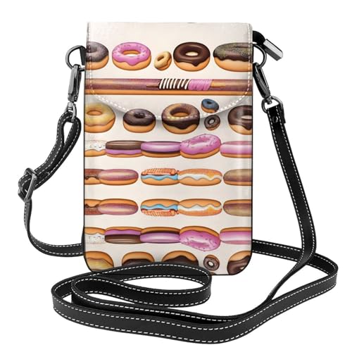 JKDGOJ Süße Donut Prints Crossbody Tasche, Handytasche, Damen kleine Geldbörse, ein praktisches Geschenk geeignet zum Ausgehen, Trainieren und Einkaufen von JKDGOJ
