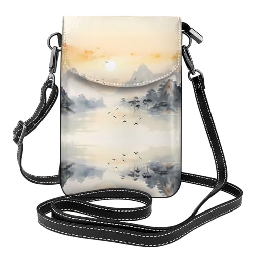 JKDGOJ Sunset Mountain Illustration Prints Crossbody Bag Handytasche Damen Kleine Geldbörse Ein praktisches Geschenk geeignet zum Ausgehen, Trainieren und Einkaufen von JKDGOJ