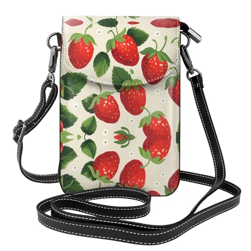 JKDGOJ Tasty Strawberry Prints Crossbody Tasche, Handytasche, kleine Damengeldbörse, ein praktisches Geschenk geeignet zum Ausgehen, Trainieren und Einkaufen von JKDGOJ